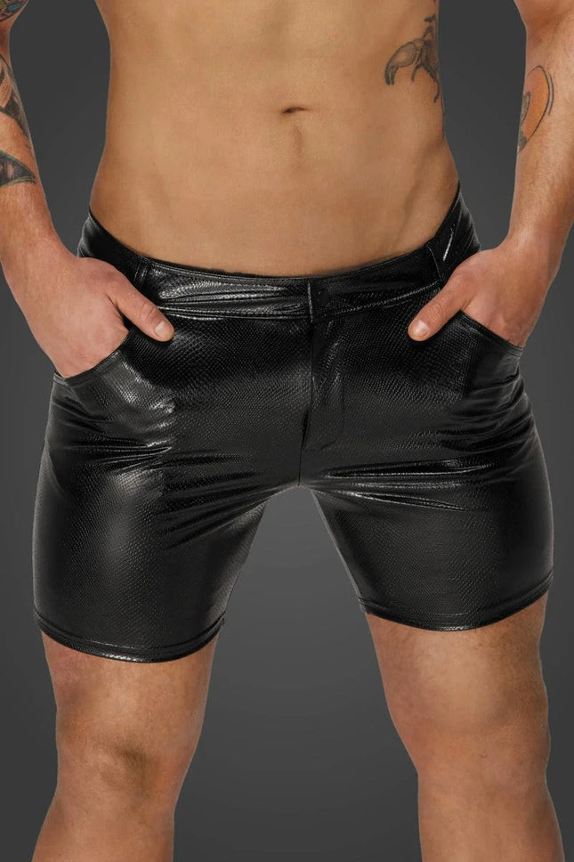 Snake wetlook Shorts H068 von Noir Handmade Alpha Collection - S / schwarz - Herren-Shorts