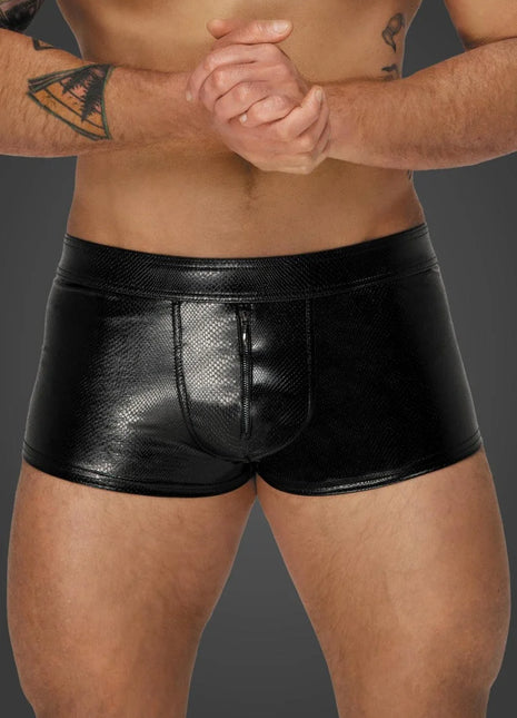 Snake wetlook Shorts H069 von Noir Handmade Alpha Collection - S / schwarz - Herren-Shorts