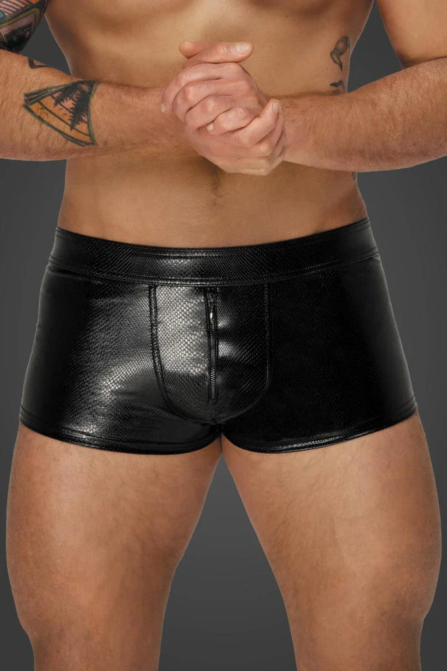 Snake wetlook Shorts H069 von Noir Handmade Alpha Collection - S / schwarz - Herren-Shorts
