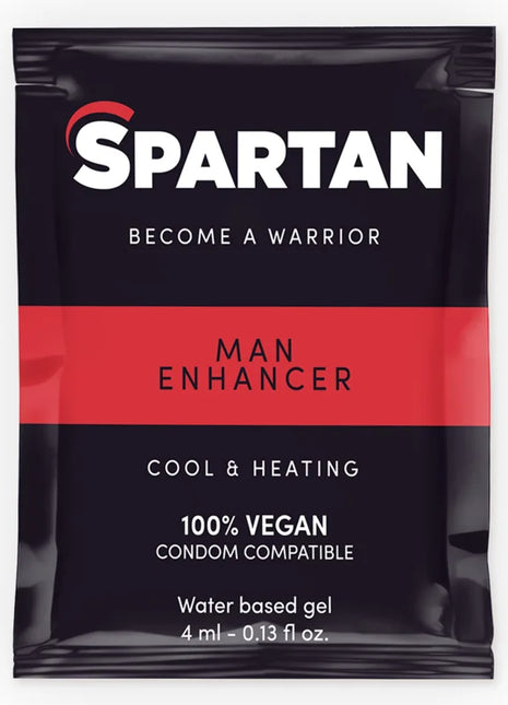 Spartans man enhancer schwarz rotes folie paket 4 ml veganes kalt-heiss gel zur erektionsverbesserung