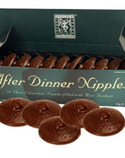 Dunkle schokoladenscheiben mit gewelltem, strukturiertem zentrum und glatten kanten von spencer und fleetwood after dinner nipples 8 einheiten