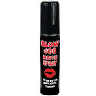 Schwarze zylindrische dose blow job mundspray mit rotem und weißem text und grafik von lippen spencer und fleetwood erfrischendes minze spray 25 ml