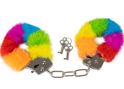 Spencer & fleetwood metal handschellen mit rainbow gefüttert und silbernen schlössern mit zwei schlüsseln