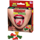 Spencer and fleetwood harte penis-süßigkeiten aus roten grünen und gelben durchscheinenden gummibonbons in drei geschmacksrichtungen
