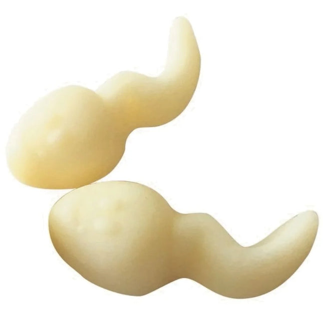 Creamfarbene, glatte, leicht glänzende gummiobjekte in form von kugelsperma von spencer & fleetwood, 120 g