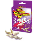 Lila verpackung von spencer & fleetwood jelly super sperm, pina colada aroma, gummi candy in spermienform, 120 g