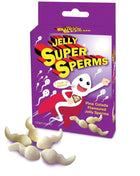 Lila verpackung von spencer & fleetwood jelly super sperm, pina colada aroma, gummi candy in spermienform, 120 g