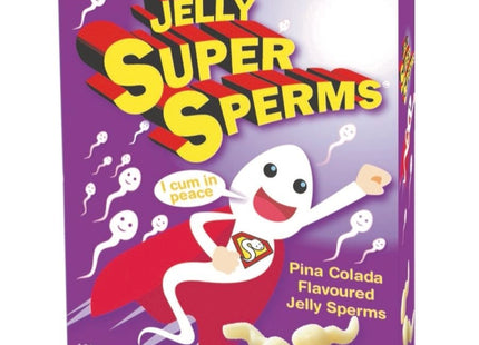 Lila box mit spencer & fleetwood jelly super sperms pina colada aromatisierte gummi in spermienform 120 gr