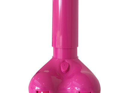 Rosa plastiklippenstift-halter mit herzförmiger basis und zwei fächern mit nummer 4 und lippenmotiv von spencer & fleetwood