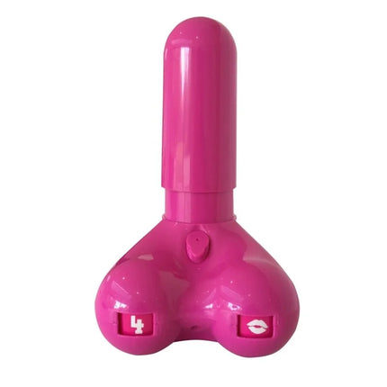 Pinkes plastik-spielgerät spencer & fleetwood jiz-trinkspiel mit zylindrischer oberseite und zwei symbolen 4 zoll und lippen