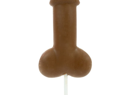 Brauner penis-lutscher aus milchschokolade mit weißem stiel von spencer und fleetwood