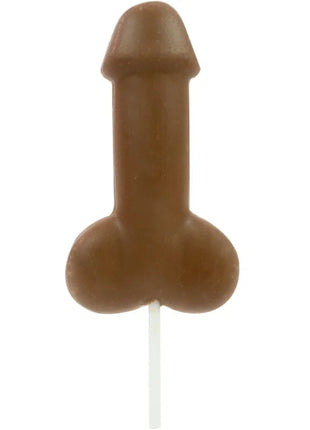 Brauner penis-lutscher aus milchschokolade mit weißem stiel von spencer und fleetwood