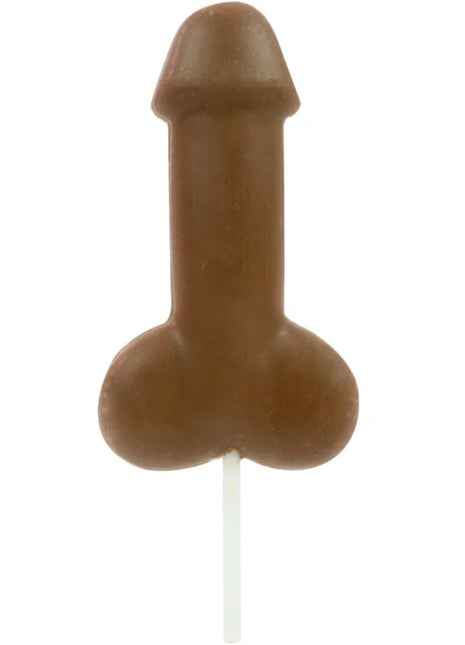 Brauner penis-lutscher aus milchschokolade mit weißem stiel von spencer und fleetwood