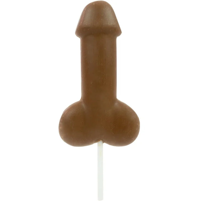 Brauner penis-lutscher aus milchschokolade mit weißem stiel von spencer und fleetwood