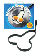 Schwarze metal eierformer mit griff von spencer und fleetwood zum braten von eiern in penisform