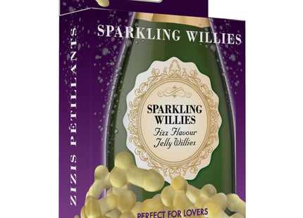 Sparkling willies bonbon in lila und goldverpackung von spencer & fleetwood in knochenform