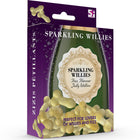 Sparkling willies bonbon in lila und goldverpackung von spencer & fleetwood in knochenform