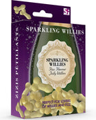 Sparkling willies bonbon in lila und goldverpackung von spencer & fleetwood in knochenform