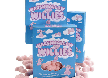 Spencer und fleetwood süße wolken pinke, penisförmige marshmallow candies in blauer box marshmallow willies
