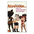 Das buchcover zeigt eine cartoonillustration von drei figuren in freizügigen kostümen für spicy devil wagen sie es mit partnertausch