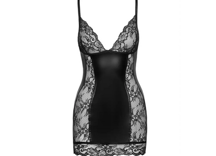 F282 Kurzes Powerwetlook Kleid - XL-0