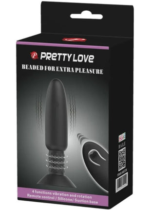 Schwarzer silikon analvibrator stecker mit vibration rotation beaded design fernbedienung und saugbasis