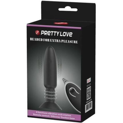 Schwarzer silikon analvibrator stecker mit vibration rotation beaded design fernbedienung und saugbasis