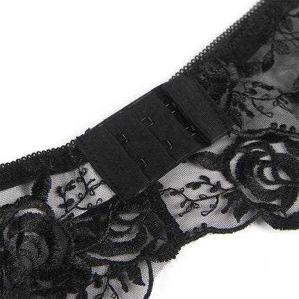 SUBBLIME: 3-teiliges Set mit schwarzer Blumenspitze - Sexy Dessous-Set