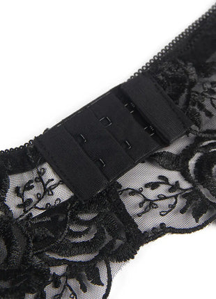 SUBBLIME: 3-teiliges Set mit schwarzer Blumenspitze - Sexy Dessous-Set