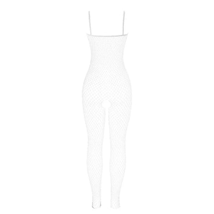 SUBBLIME - 951740 BODYSTOCKING WEISSES NETZ MIT SCHLEIFEN IM SCHRITT EINE GRÖSSE - Bodystocking