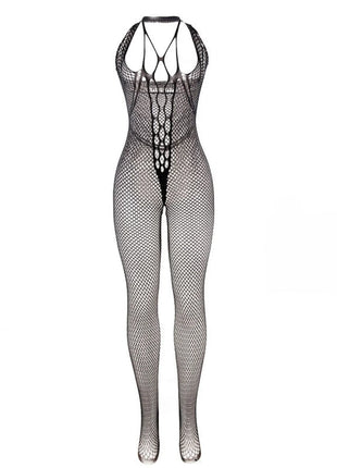 SUBBLIME - 951788 LANGER NETZ-BODYSTOCKING MIT RIEMEN AUF BRUST UND RÜCKEN SCHWARZ EINE GRÖSSE - Bodystocking