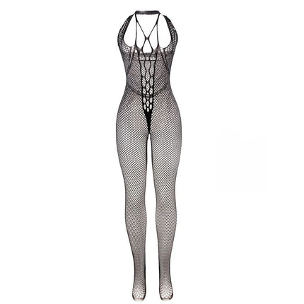 SUBBLIME - 951788 LANGER NETZ-BODYSTOCKING MIT RIEMEN AUF BRUST UND RÜCKEN SCHWARZ EINE GRÖSSE - Bodystocking