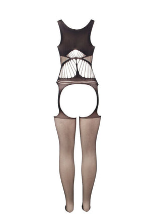 SUBBLIME - 951900 NETZ-BODYSTOCKING OHNE SCHRITT MIT CUPS UND OFFENEN SCHULTERN SCHWARZ EINE GRÖSSE - Bodystocking