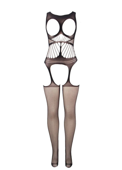 SUBBLIME - 951900 NETZ-BODYSTOCKING OHNE SCHRITT MIT CUPS UND OFFENEN SCHULTERN SCHWARZ EINE GRÖSSE - Bodystocking