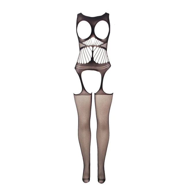 SUBBLIME - 951900 NETZ-BODYSTOCKING OHNE SCHRITT MIT CUPS UND OFFENEN SCHULTERN SCHWARZ EINE GRÖSSE - Bodystocking