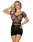 SUBBLIME - 951917 KURZES SCHWARZES HEKELKLEID MIT GRILL - EINE GRÖSSE - One Size - Sexy Kleider