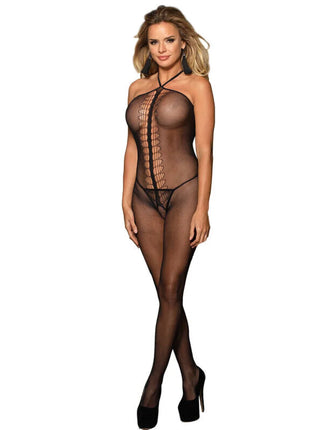 SUBBLIME - 951979 NETZ-BODYSTOCKING MIT SCHWARZEM HALTER-TOP EINE GRÖSSE - Bodystocking