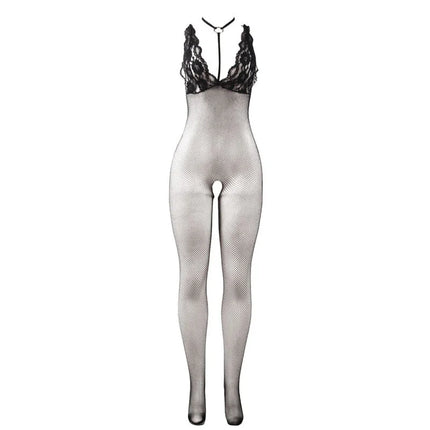 SUBBLIME - 951993 SCHWARZ TRANSPARENTER NETZ-BODYSTOCKING MIT SCHRITTFREIEM UNTERTEIL EINE GRÖSSE - Bodystocking