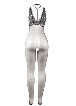 SUBBLIME - 951993 SCHWARZ TRANSPARENTER NETZ-BODYSTOCKING MIT SCHRITTFREIEM UNTERTEIL EINE GRÖSSE - Bodystocking