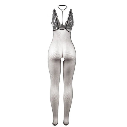 SUBBLIME - 951993 SCHWARZ TRANSPARENTER NETZ-BODYSTOCKING MIT SCHRITTFREIEM UNTERTEIL EINE GRÖSSE - Bodystocking