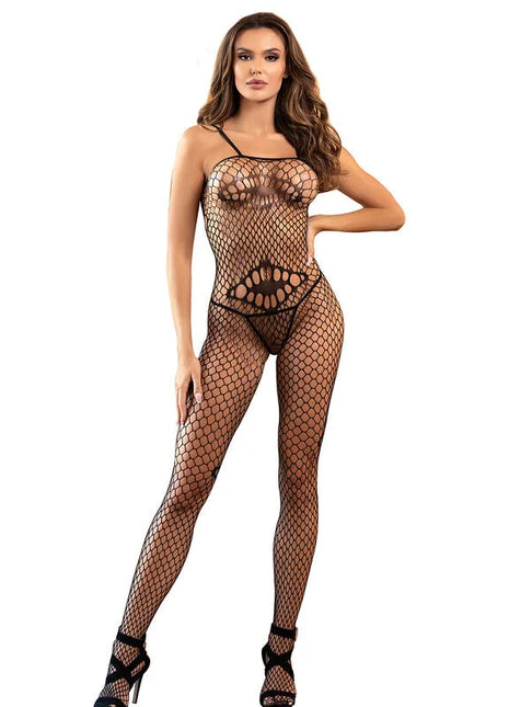 SUBBLIME - 952112 NETZ-BODYSTOCKING MIT DETAILS AUF BRUST UND BAUCH SCHWARZ EINE GRÖSSE