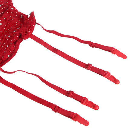 SUBBLIME - 952181 NETZ-BODYSTOCKING MIT HANDSCHUHEN UND DIAMANTEN ROT EINE GRÖSSE - Bodystocking