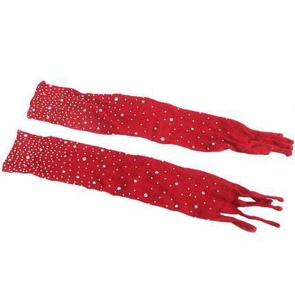 SUBBLIME - 952181 NETZ-BODYSTOCKING MIT HANDSCHUHEN UND DIAMANTEN ROT EINE GRÖSSE - Bodystocking