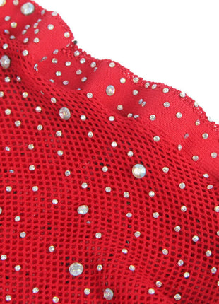 SUBBLIME - 952181 NETZ-BODYSTOCKING MIT HANDSCHUHEN UND DIAMANTEN ROT EINE GRÖSSE - Bodystocking