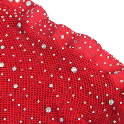 SUBBLIME - 952181 NETZ-BODYSTOCKING MIT HANDSCHUHEN UND DIAMANTEN ROT EINE GRÖSSE - Bodystocking
