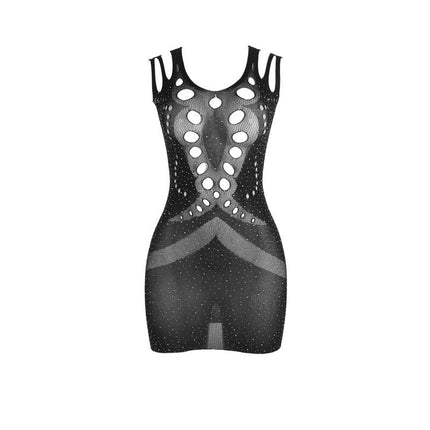 SUBBLIME - 952198 NETZ-KLEID MIT BRILLANTEN DIAMANTEN SCHWARZ EINE GRÖSSE