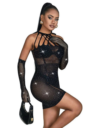 SUBBLIME - 952235 NETZKLEID MIT STRASS SCHWARZ EINHEITSGRÖSSE