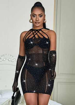 SUBBLIME - 952235 NETZKLEID MIT STRASS SCHWARZ EINHEITSGRÖSSE