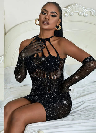 SUBBLIME - 952235 NETZKLEID MIT STRASS SCHWARZ EINHEITSGRÖSSE