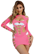 SUBBLIME - 952273 LANGRMELIGER ELASTISCHER NETZ-KLEID ROSA EINE GRÖSSE